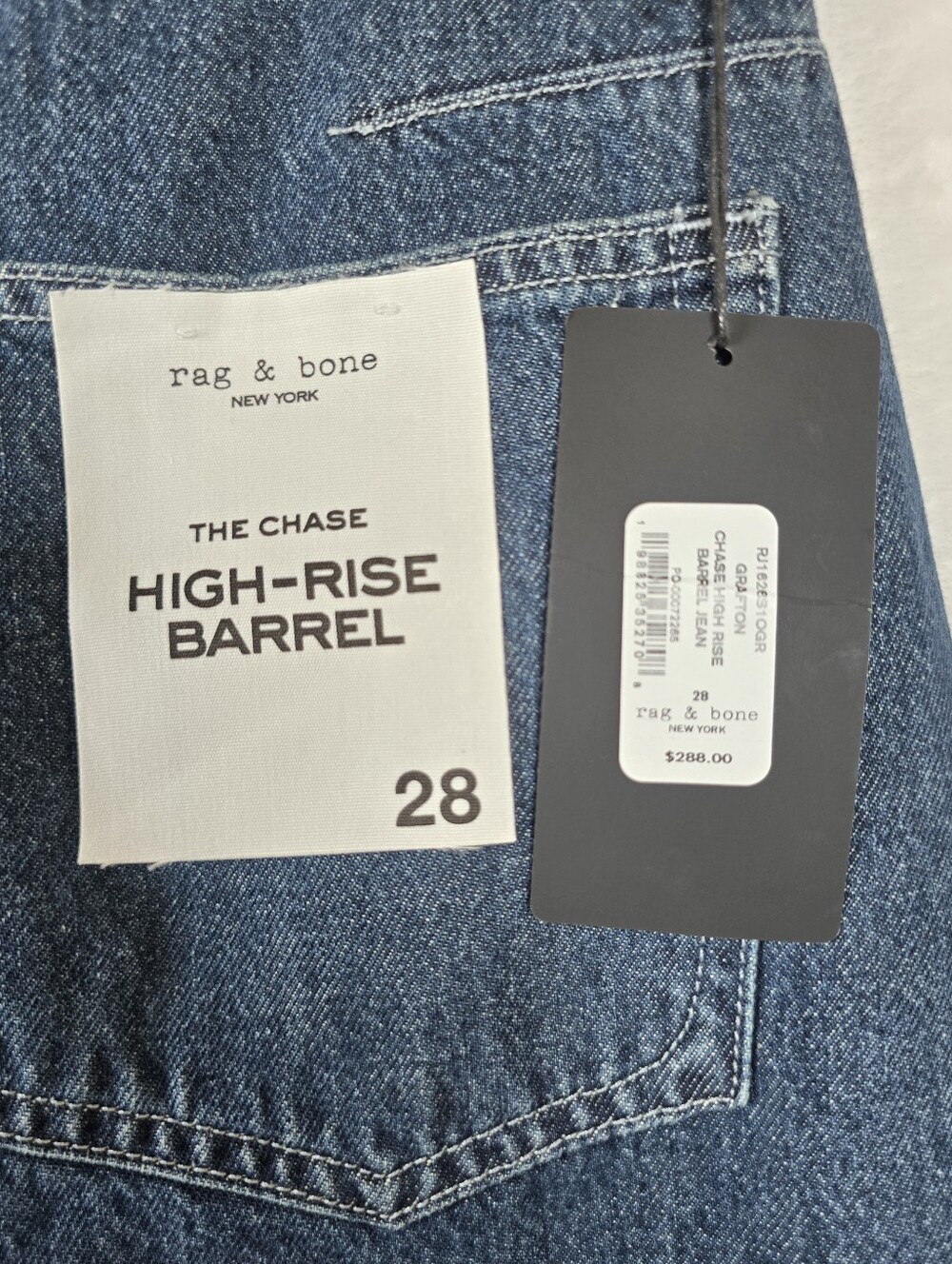 Rag & Bone The Chase High-Rise Barrel Jeans Grafton Blue Sz.28 - Picture 9 of 16